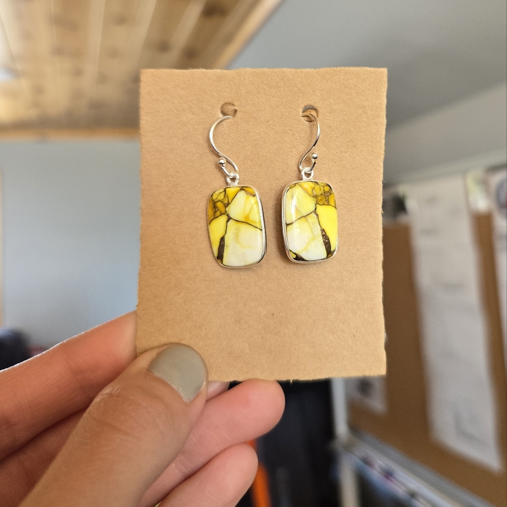 Sterling Honey Dahlia Turquoise Earrings